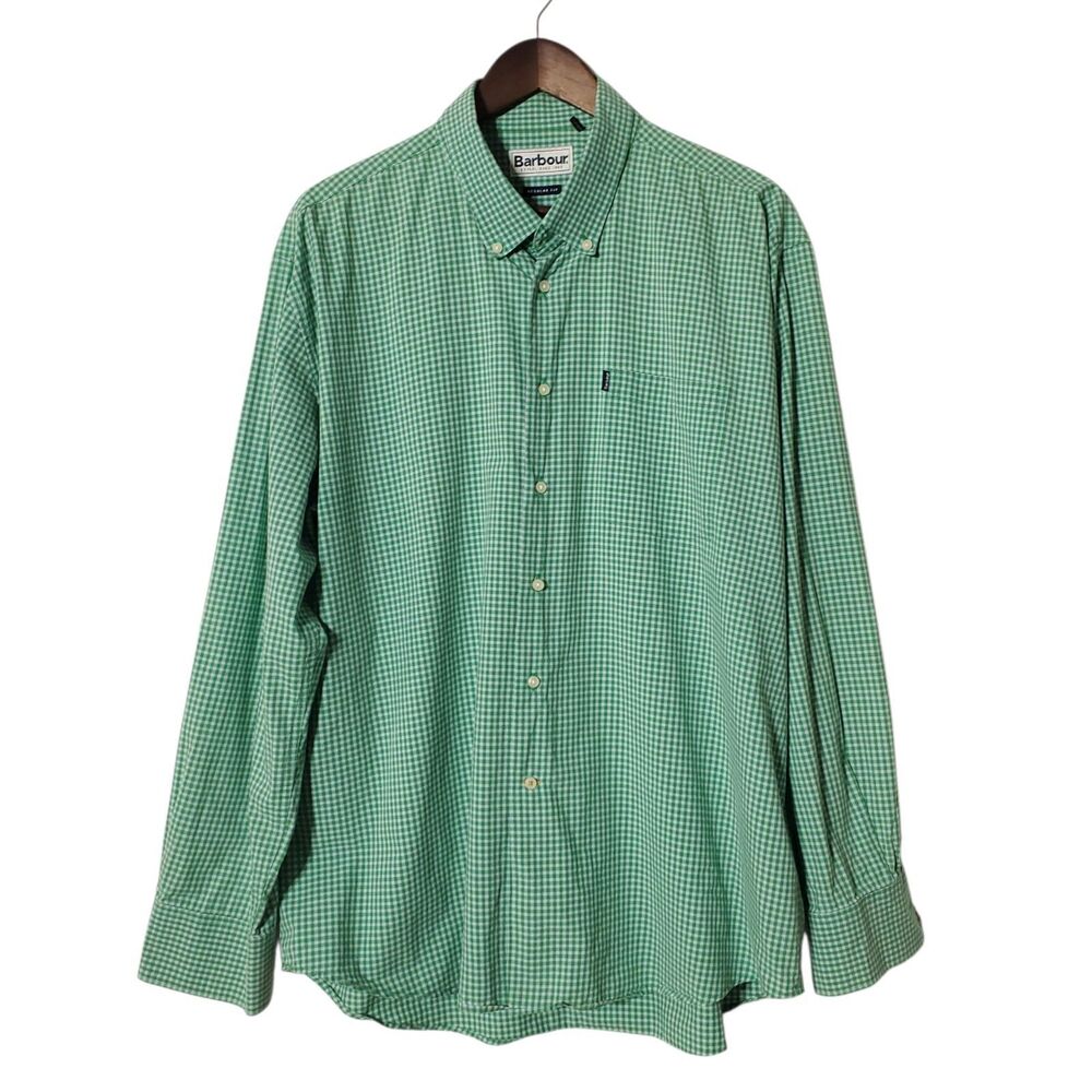 Barbour Shirt 3XL Regular Fit Green Country Outdoor Cotton Check Button Up Mens - Picture 1 of 13